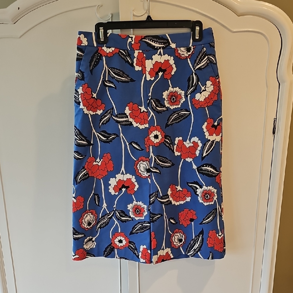 Boden Red and White Midi Pencil Skirt Resort Wear